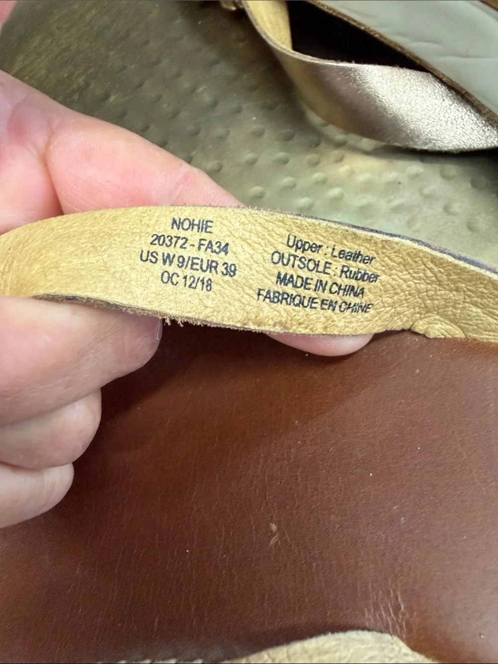 Olukai Women's Nohie Metallic GoldLeather Flip Flop Sandals